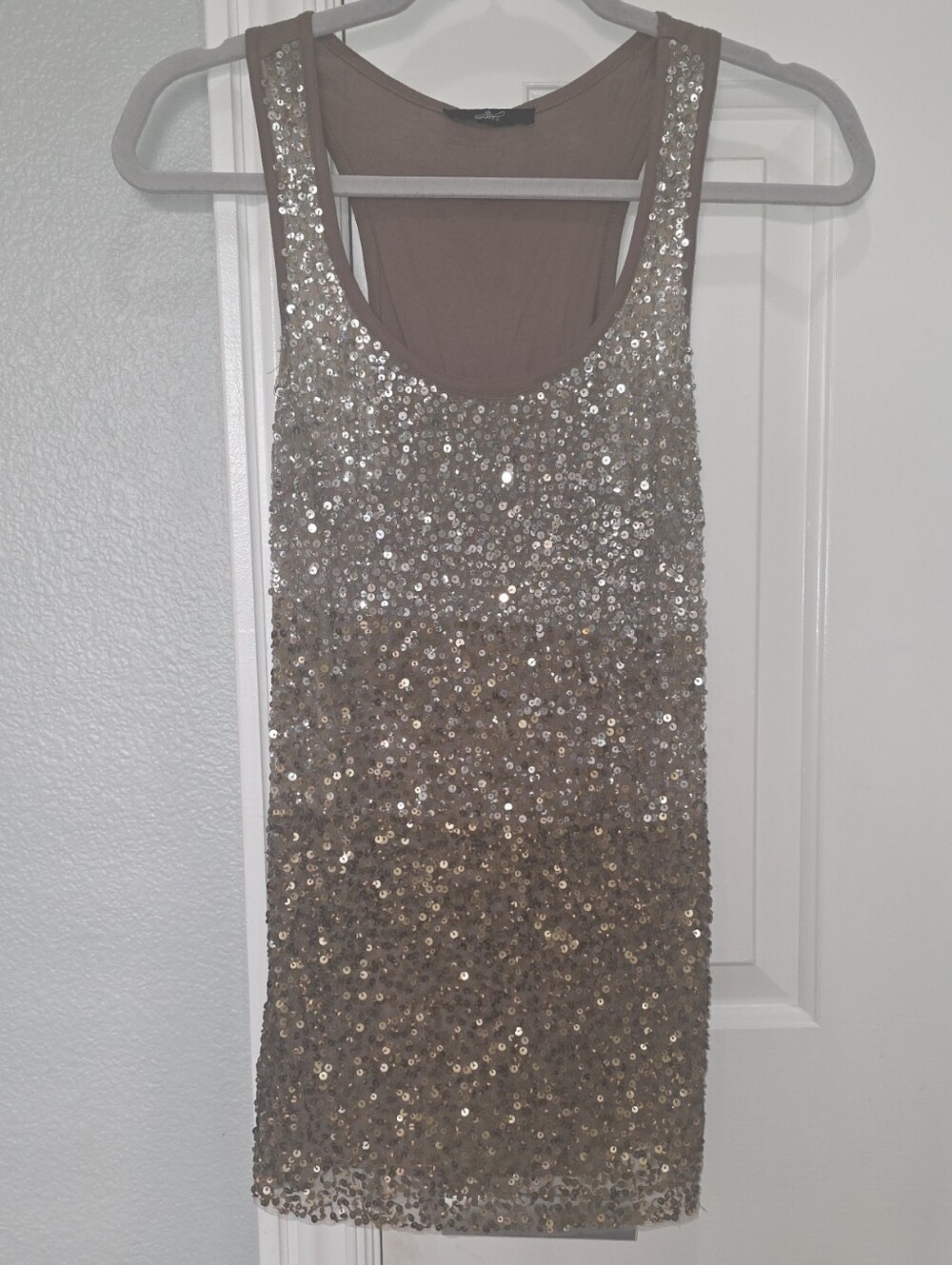 Gant Sequined Ombre Tank Top / Dress in Taupe and Champagne